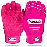 Franklin Sports MLB Pro Batting Gloves - Adult & Youth Pair - Softball & Baseball - Pink Highlight - Medium
