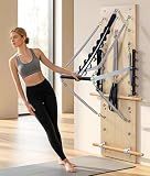 70'' Pilates Springboard, 8 Spring Maple Wall Mounted Pilates Workout Equipment, Yoga Fitness Trainer, Pilates Exercise Equipment with Resistance Springs for Home Gym or Studio Use