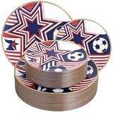 Supernal 32 PCS World Cups Plastic Plates, Disposable Party Plates, International Flags Decorations Including Dinner Plate and Dessert Plate, Soccer Party Decorations for World Cup Party