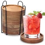 Acacia Wood Coasters Set of 8 Bar Accessories Table Decor Wooden Coaster