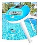 LuxBlue Floating Pool Thermometer Solar Powered | Large LCD Display- Easy to Read | IP68 Waterproof Digital Pool Thermometer with String | Ultra-Precise Pools Water Temperature Gauge for Hot Tub, Spa