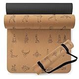 Premium Cork Yoga Mat 6mm (1/4 inch) Thick 72 x 26 in, Thick Cork and TPE Non Slip Yoga Mats for Women Men, Sweat proof Eco-friendly, Great for Hot Yoga & Workouts
