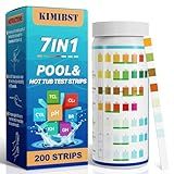 KIMIBST Pool Test Strips: 200CT 7-Way Professional Hot Tub & Spa Test Kit for Bromine pH Total Chlorine & Hardness Cyanuric Acid and More Accurate Testing Above Inground Swimming Pool Water (200)