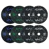 CAP Barbell Economy - Speckled Olympic Bumper Plate Set with Color Logo, Black, 190 lbs Set