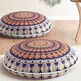 Codi Floor Pillows 2 Pack, Large Meditation Cushions for Adults, 32-inch | Oversized Round Seating for Yoga, Supportive Shredded Memory Foam Filling, Removable Machine Washable Boho Cover, Yellow