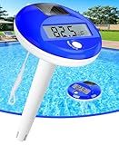 Sinbyuer 2026 Solar Digital Pool Thermometer with Rope | Easy Read Large LCD Display & Big Numbers Floating Pool Thermometer | High Precision & IP68 Waterproof Pools Temperature Gauge for Hot Tub, Spa
