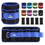 Fragraim Adjustable Ankle Weights 1-10 LBS Pair with Removable Weight for Jogging, Gymnastics, Aerobics, Physical Therapy, Resistance Training|Each 1-5 LBS, Total 10LBS, Blue