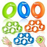 Pnrskter Hand Grip Strengthener, Finger Exerciser, Grip Strength Trainer (6 PCS),New Material,Forearm Grip Workout, Finger Stretcher, Relieve Wrist Pain, Carpal Tunnel, Trigger Finger, Mallet Finger and More.