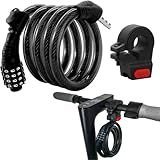 E Scooter Lock,Bike Lock Combination Lock Cable Compatible for Xiaomi M365/Max/GXL/Ninebot/Segway/Moto/Bicycle Locks 4ft Long/0.472In Scooter Anti-Theft Ideal 4-Digit/12 Metal Cables Locks