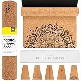 Luxury Cork Yoga Mat - Non Slip, Extra Thick Grip. Thicker, Longer, and Wider for More Comfort and Support. Tough Enough For Hot Yoga. Natural, Non Toxic, and Eco Friendly. Optional Alignment Lines. (Rooted, Mini 72" x 24" x 4.25mm)