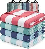 Utopia Towels 4 Pack Microfiber Lightweight Cabana Beach Towels (32 x 71 Inches) - Oversized, Thin Compact, Sand Free & Quick-Dry, Soft Feel Large Beach Towels (Aqua,Coral,Blue,Teal)