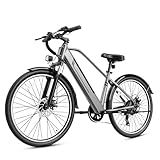 Jasion YC1 Electric Bike for Adults, 1200W Peak Motor, 28MPH Top Speed, 26" Adult Ebike Max 50 Miles,360Wh Removable Battery,4 Riding Modes City Commuter Electric Bicycle,7 Speeds & Front Suspension