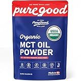 PureGood Organic MCT Oil Powder (1lb), Organic MCT Oil Powder with Organic Prebiotic Fiber, Unflavored, Vegan, Gluten Free, Dairy Free, Kosher