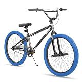 JOYSTAR 24" Kids Bike for 8-12Y BMX Bike 2 Pegs Blue Tires