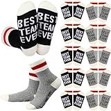Glitopper 12 Pairs Best Team Ever Gift Socks Bulk Employee Appreciation Gifts for Women Men Staff Coworker Teacher(Grey, Black,Team)