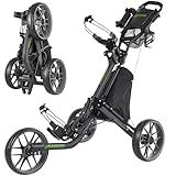 EASEGO Golf Push Cart 3 Wheel : Golf Bag Cart Foldable with Phone/Cup/Umbrella Holder Compact Golf Pull Carts Quick Fold Golf Caddy Push Carts with Large Wheelbase for Different Terrain (Gray)