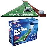 Perfect Practice 2-Hole Golf Putting Mat - 9.5ft Portable Putting Green, Indoor & Outdoor Practice, with Ball Return - Golf Training Aid for Home, Office, Backyard - Golfing Gifts for Men