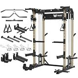 MAJOR FITNESS F22 Power Rack, 1600lbs All-in-One Squat Rack with Cable Crossover, Dual Pulley System, Heavy-Duty Steel Frame, Attachments & Storage for Home Gym Strength Training, Khaki