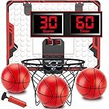 Figbush Basketball Hoop Indoor for Kids(4-12 Years Old), Over The Door Basketball Hoop with Scoring, Countdown and Music Accompaniment, Christmas Toys