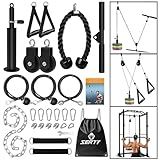 SERTT Weight Cable Pulley System Gym, Upgraded Cable Pulley Attachments for Gym LAT Pull Down, Biceps Curl, Tricep, Arm Workouts - Weight Pulley System Home Gym Add On Equipment