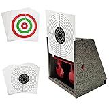 Atflbox BB Trap Target with 20pcs Paper Targets and Resetting Metal Shooting Target for Airsoft Pellet Gun Rifle BB Gun