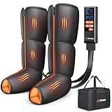 JZBRAIN Leg Massager with Heat and Compression : Foot and Calf Massager for Circulation and Pain Relief, Sequential Compression Boots with 6 Modes, 9 Intensity, 3 Heat