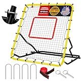 48x52inch Baseball Rebounder Anti-UV 3 Adjustable Angles Fielding Trainer, Volleyball Softball Football Rugby Baseball Bounce Back Net Stable Easy Storage Pitch Back Rebound Net with 4 Stakes