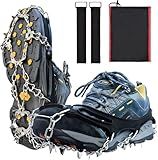 Ice Cleats Traction Snow Grips - 19 Stainless Steel Spikes Crampons for Hiking, Fishing, Walking, Climbing (19 Stainless Steel Spikes, Medium)