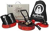 ZenMonkey Slackline Kit with Overhead Training Line, Arm Trainer, Tree Protectors, Cloth Carry Bag and Instructions, 60 Foot - Easy Setup for The Family, Kids and Adults
