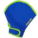 Flow Swimming Resistance Gloves - Webbed Gloves for Water Aerobics, Aquatic Fitness, and Swim Training (Blue/Green, Medium)