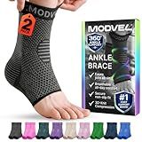 Modvel Ankle Brace for Women & Men - Compression Ankle Sleeve & Foot Brace, Right Left Ankle Support for Sprained Ankle, Achilles Tendonitis, Plantar Fasciitis Relief, Running Basketball Soccer