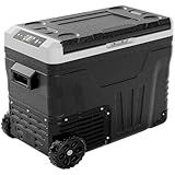 EUHOMY 12 Volt Refrigerator, 53QT(50L) Electric Cooler, Portable Freezer 12V/24V DC 100-240V AC, 12V Fridge -4℉~68℉, 12V Cooler with Wheels & 2 Baskets for Travel,Camping,Truck,Boat