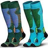 Ozaiic Merino Wool Ski Socks Mens Womens 2 Pairs for Skiing, Snowboarding, Thermal Knee High Winter Warm Sports Performance Socks