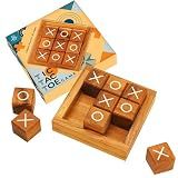 BSIRI Wooden Tic Tac Toe Coffee Table Decor Game Living Room Home Office Decorative Small Desk Bar Top Classic XO Tictactoe Toy Board Travel Size Wood Mini Gifts for Family Games and Gifts for Adults