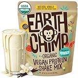 EarthChimp Organic Vegan Protein Powder - with Probiotics - Non GMO, Dairy Free, Non Whey, Plant Based Protein Powder for Women and Men, Gluten Free - 26 Servings 32 Oz (Vanilla)
