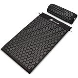 ProsourceFit Acupressure Mat and Pillow Set for Back/Neck Pain Relief and Muscle Relaxation, Large - Black/Black