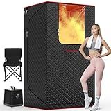 Manastin Upgraded Portable Steam Sauna for Home, Sauna Tent with 3L/1200W Steamer, XL Foldable and Remote Control, 99-Min Timer & 15 Power Levels, 2.6' x 2.6' x 5.9' Detox Spa for Relaxation,Jet Black