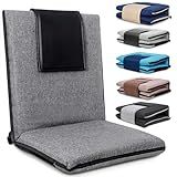 FASTMOMENT Floor Chair with Back Support 14-Position Adjustable Floor Chair Portable Ground Seating for Adults & Kids Foldable Meditation Seat with Japanese KOYO Bearings & Washable Linen Cover (Grey)