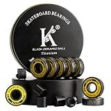 KVENI ABEC 9 Skateboard Bearings - Premium 608rs Ceramic Ball Bearings with Titanium Coating - Fast Spin Longboard Bearings Set (8-Pack + Washers + Spacers)