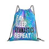 Eat Sleep Gymnastics Repeat Drawstring Backpack Gym String Bag Sports Drawstring Sackpack For Women Men