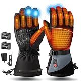 Rechargeable Heated Gloves for Men Women,7.4V Fast Heating Glove Liners, Hand Warmers Arthritis Heater Cold Winter Gloves, Snowmobile Camping Cycling Skiing Hiking Working Black L
