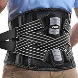 FEATOL Back Brace for Lower Back Pain Women Men, Removable Dual-Side Spine Lumbar Pad with Snug Fit, Adjustable Support Belt for Work, Gray, Size L 34.5-39"