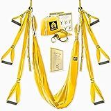 Aerial Yoga Swing Set – Antigravity Hammock for Inversion & Stretching – Ceiling or Doorway Hanging Yoga Sling for Adults & Kids (Black)