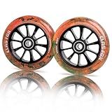 CLAS FOX Pro Scooter Wheels 110mm Transparent Sparkle PU with ABEC-9 Bearings CNC Metal Core (2pcs) (Brown)