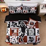 Meeting Story Football Comforter Set with Sheets 6 Piece Twin Size Sports Geometric Grid Coffee Patchwork Bedding Set for Kids Boys 6 Pcs Bed in a Bag (Coffee, Twin)