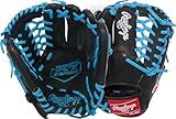 Rawlings | R9 Contour Series Baseball Glove | 11.5" | Right Hand Throw | Black/Columbia Blue