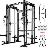 RitFit M1 Pro Smith Machine with Cable Crossover System, Multi-Function Squat Rack Power Cage for Home Gym, Power Rack and Packages Black