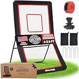 ZEALFEEL Lacrosse Rebounder, 4x6FT Volleyball Rebounder for Backyard with 5 Rebound Angles, Target Strip, Lacrosse Rebound Net Perfect for Lax Baseball Volleyball & Soccer Practice
