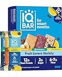 IQBAR Clean Plant Protein Bars - Fruit Lovers Variety Pack - 12 Count - Keto, Vegan, High Fiber, Gluten and Dairy Free, Low Sugar Snack - Brain and Body Nutrients for Focus, Energy, Meal Replacement