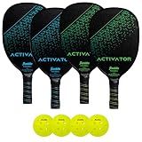 Franklin Sports Activator Wooden Pickleball Paddle + Ball Set - 4 Player